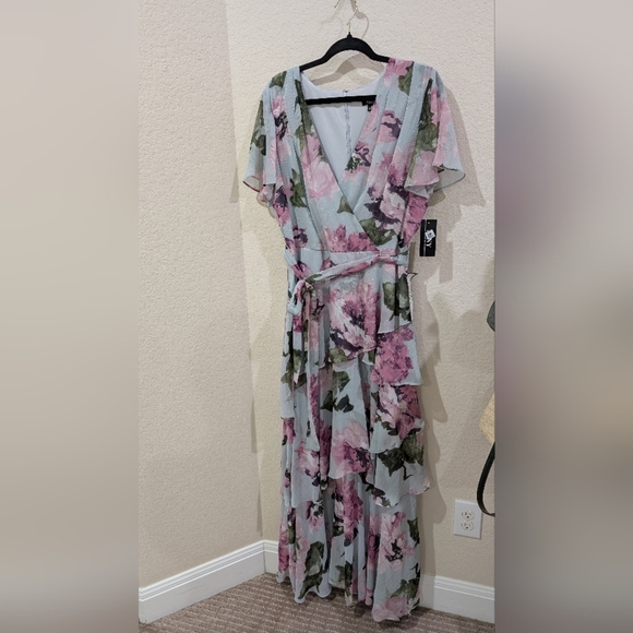 NWT Asymmetrical Tiered Chiffon Dress Size 16 - Picture 2 of 9